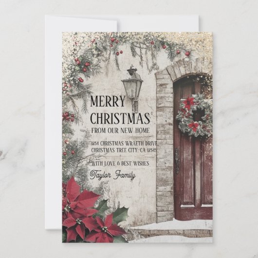 Vrolijk kerstfeest van New Home Door Wreath Aankondiging (Voorkant)