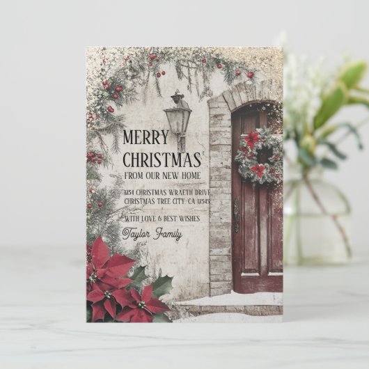 Vrolijk kerstfeest van New Home Door Wreath Aankondiging (Staand voorkant)