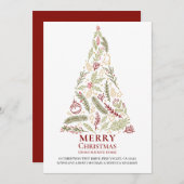 Vrolijk kerstfeest van New Home Pine en Holly Tree Aankondiging (Voorkant / Achterkant)