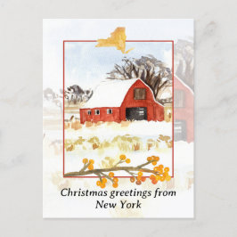 Vrolijk kerstfeest van New York Boerderij Red Wint Feestdagenkaart
