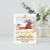 Vrolijk kerstfeest van New York Boerderij Red Wint Feestdagenkaart (Staand voorkant)