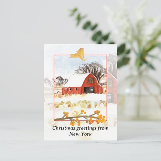 Vrolijk kerstfeest van New York Boerderij Red Wint Feestdagenkaart (Staand voorkant)