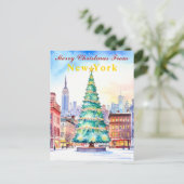 Vrolijk kerstfeest van New York Feestboom Briefkaart (Staand voorkant)
