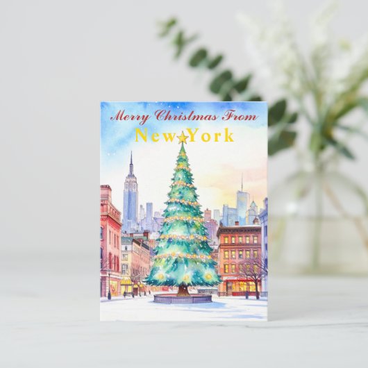 Vrolijk kerstfeest van New York Feestboom Briefkaart (Staand voorkant)