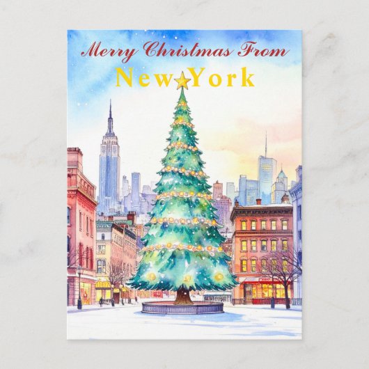 Vrolijk kerstfeest van New York Feestboom Briefkaart (Voorkant)