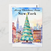Vrolijk kerstfeest van New York Holiday Tree Briefkaart (Voorkant / Achterkant)