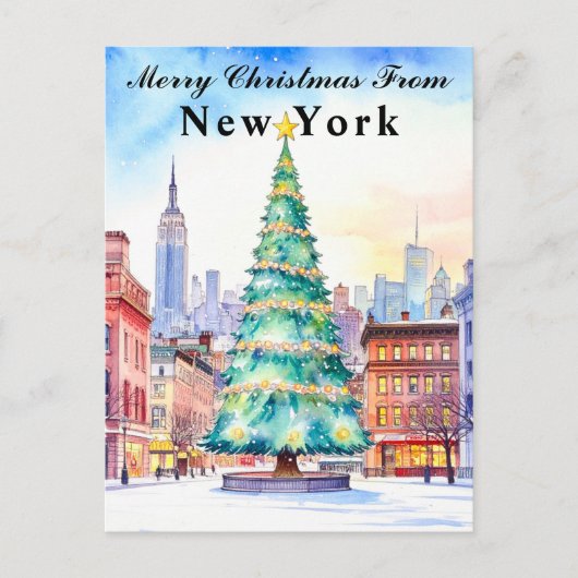 Vrolijk kerstfeest van New York Holiday Tree Briefkaart (Voorkant)