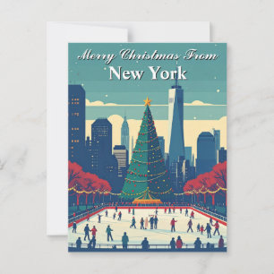Vrolijk kerstfeest van New York Ice Rink Holiday Briefkaart