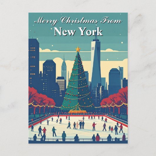 Vrolijk kerstfeest van New York Ice Rink Holiday Briefkaart (Voorkant)