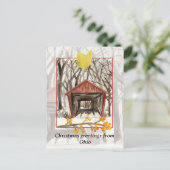 Vrolijk kerstfeest van Ohio Overdekte Brug Winter Feestdagenkaart (Staand voorkant)