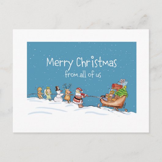 Vrolijk kerstfeest van ons allemaal feestdagenkaart (Voorkant)