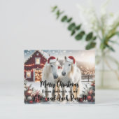 Vrolijk kerstfeest van ons beiden witte paarden briefkaart (Staand voorkant)
