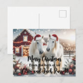 Vrolijk kerstfeest van ons beiden witte paarden briefkaart (Voorkant / Achterkant)