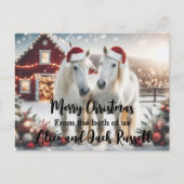Vrolijk kerstfeest van ons beiden witte paarden briefkaart (Voorkant)