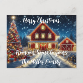 Vrolijk kerstfeest van ons huis naar dat van u briefkaart