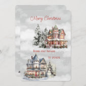 Vrolijk kerstfeest van ons huis naar het jouwe Vic Feestdagenkaart (Voorkant / Achterkant)