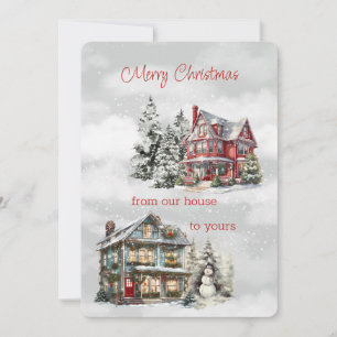 Vrolijk kerstfeest van ons huis naar het jouwe Vic Feestdagenkaart