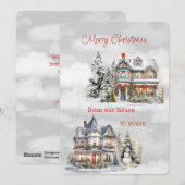 Vrolijk kerstfeest van ons huis naar het jouwe Vic Feestdagenkaart (Voorkant / Achterkant)