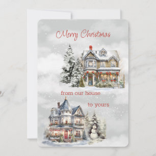 Vrolijk kerstfeest van ons huis naar het jouwe Vic Feestdagenkaart