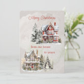 Vrolijk kerstfeest van ons huis naar het jouwe Vic Feestdagenkaart (Staand voorkant)