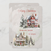 Vrolijk kerstfeest van ons huis naar het jouwe Vic Feestdagenkaart (Voorkant / Achterkant)
