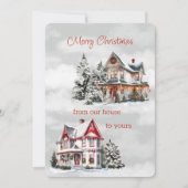 Vrolijk kerstfeest van ons huis naar het jouwe Vic Feestdagenkaart (Voorkant)