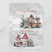 Vrolijk kerstfeest van ons huis naar het jouwe Vic Feestdagenkaart (Voorkant / Achterkant)