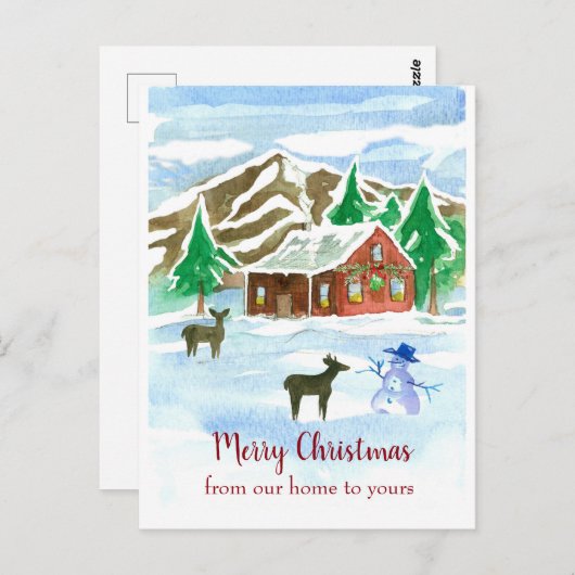 Vrolijk kerstfeest van ons huis naar uw hert briefkaart (Voorkant / Achterkant)