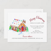 Vrolijk kerstfeest van ons nieuwe adres voor thuis feestdagenkaart (Voorkant / Achterkant)