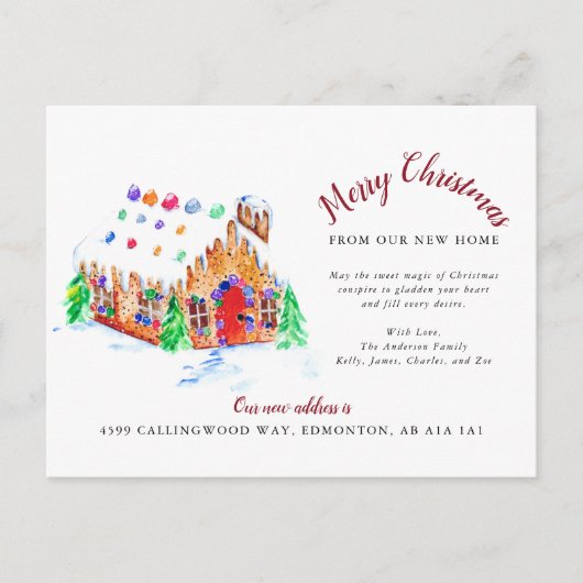 Vrolijk kerstfeest van ons nieuwe adres voor thuis feestdagenkaart (Voorkant)