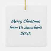 Vrolijk kerstfeest van ons sneeuwvogels keramisch ornament (Achterkant)