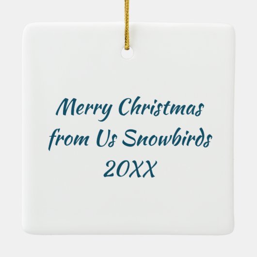 Vrolijk kerstfeest van ons sneeuwvogels keramisch ornament (Achterkant)