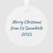 Vrolijk kerstfeest van ons sneeuwvogels ornament (achterkant)