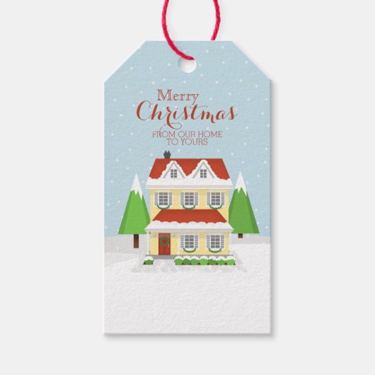 Vrolijk kerstfeest van ons thuis tot aan het jouwe cadeaulabel (Voorkant)