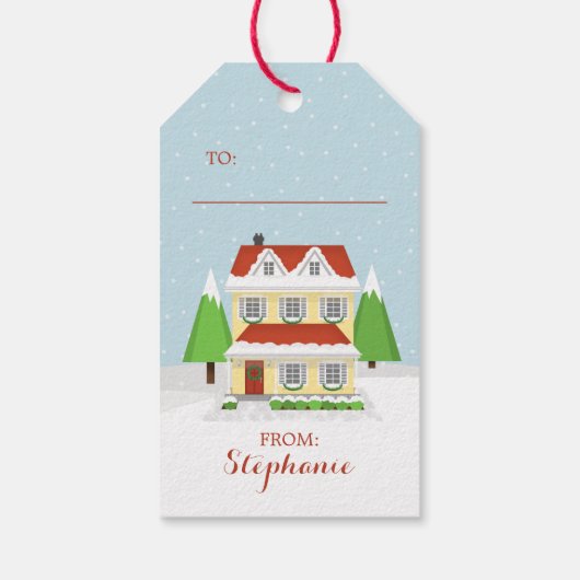 Vrolijk kerstfeest van ons thuis tot aan het jouwe cadeaulabel (Achterkant)