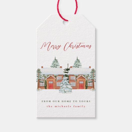 Vrolijk kerstfeest van ons thuis tot aan het jouwe cadeaulabel (Voorkant)