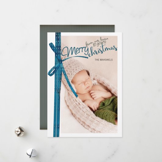 Vrolijk kerstfeest van ons thuis tot aan het jouwe feestdagenkaart (Voorkant / Achterkant in situ)