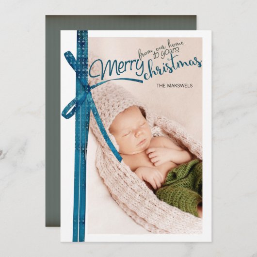 Vrolijk kerstfeest van ons thuis tot aan het jouwe feestdagenkaart (Voorkant / Achterkant)