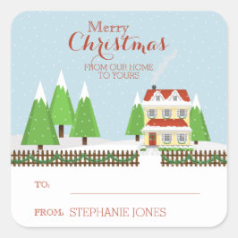 Vrolijk kerstfeest van ons thuis tot aan het jouwe vierkante sticker
