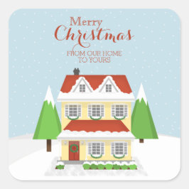 Vrolijk kerstfeest van ons thuis tot aan het jouwe vierkante sticker