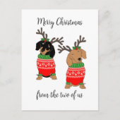Vrolijk kerstfeest van ons tweeën teckels feestdagenkaart (Voorkant)
