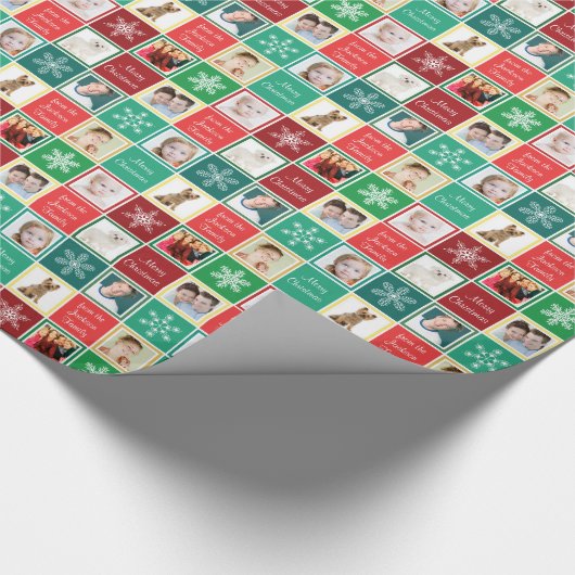 Vrolijk kerstfeest van onze familie 8 Foto's Sjabl Cadeaupapier (Hoek)