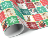 Vrolijk kerstfeest van onze familie 8 Foto's Sjabl Cadeaupapier (Rol Hoek)