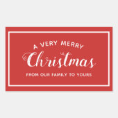 Vrolijk kerstfeest van onze familie Rode Sticker (Voorkant)