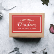 Vrolijk kerstfeest van onze familie Rode Sticker