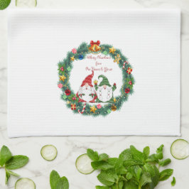 Vrolijk Kerstfeest van Onze Gnome aan de Jouwe op  Theedoek