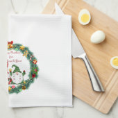 Vrolijk Kerstfeest van Onze Gnome aan de Jouwe op  Theedoek (Quarter Fold)