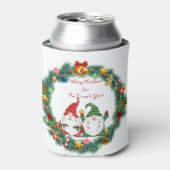 Vrolijk Kerstfeest van Onze Gnome aan Uw Drank Blikjeskoeler (Blikje Voorkant)