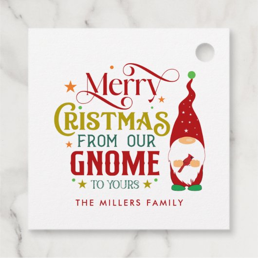 Vrolijk kerstfeest van onze gnoom naar de jouwe bedankjes labels (Achterkant)