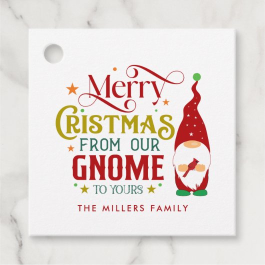 Vrolijk kerstfeest van onze gnoom naar de jouwe bedankjes labels (Voorkant)